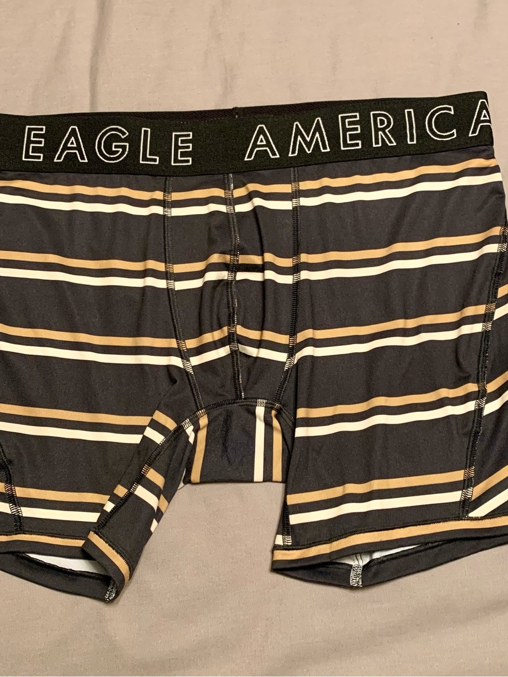 American Eagle Outfitters Black Boxer Briefs with Tan & Cream Stripes